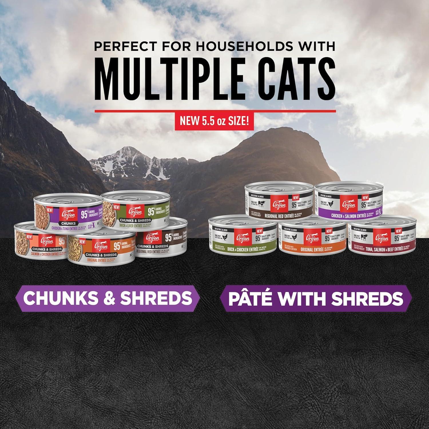 imageORIJEN Premium Pate Wet Kitten Cat Food in Bone Broth Chicken ampamp Salmon Entre 55oz Cans 6 Count
