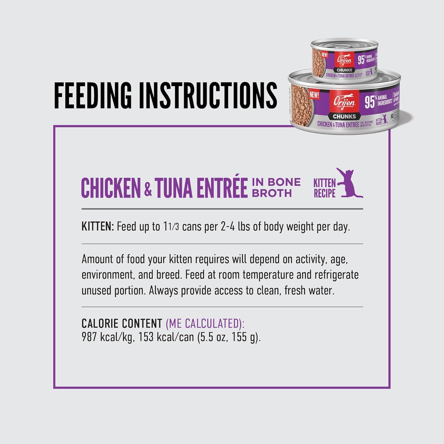 imageORIJEN Premium Pate Wet Kitten Cat Food in Bone Broth Chicken ampamp Salmon Entre 55oz Cans 6 Count