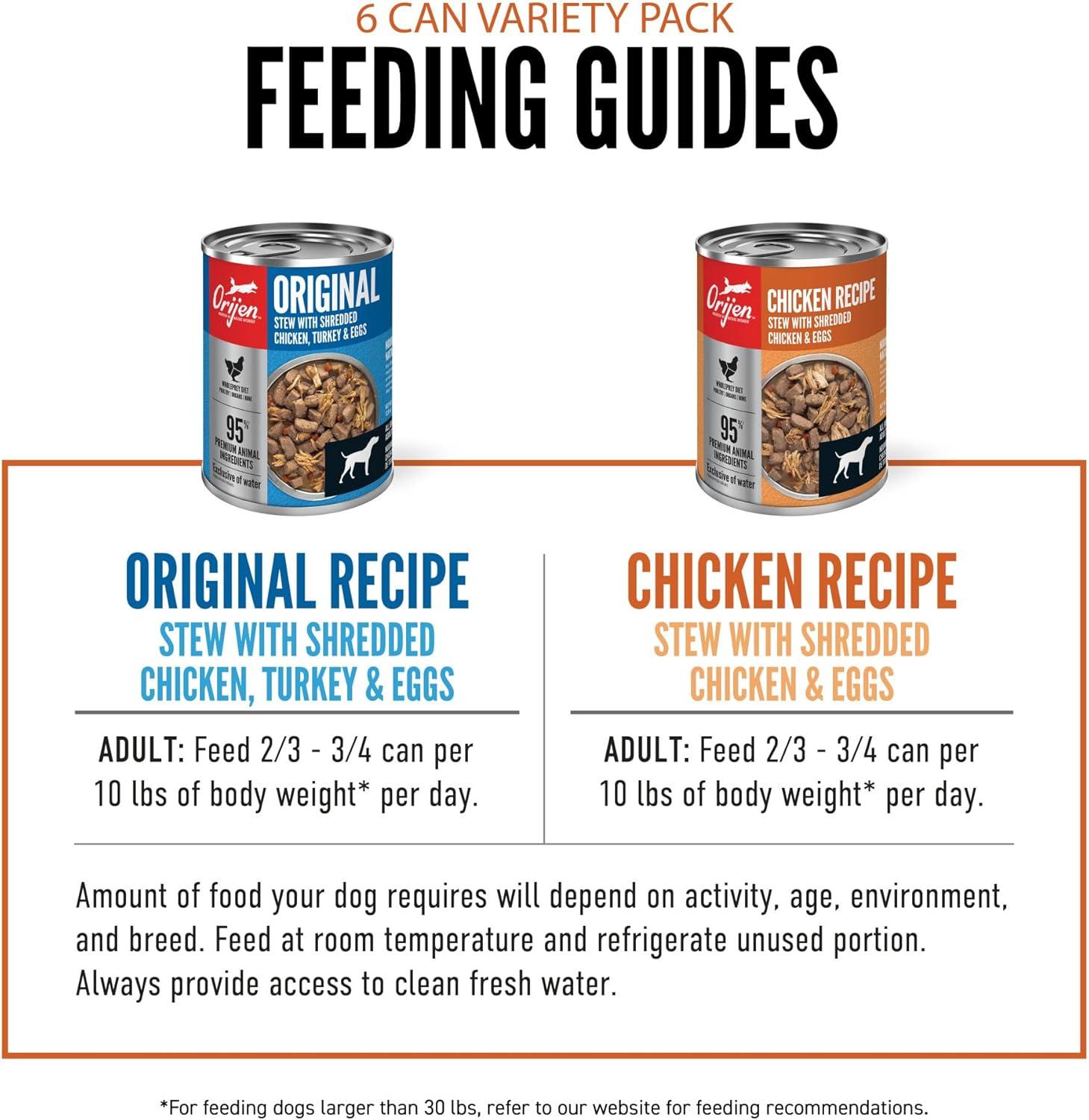 imageORIJEN Premium Wet Dog Food Variety Pack Original  Chicken Recipes 128oz Cans 6 Count 3 of Each