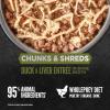 imageORIJEN Chunks ampamp Shreds Wet Cat Food Variety Pack Original  Salmon ampamp Chicken Entres 3oz Cans 12 Count 6 of EachDuck  Liver Entre Chunks  Shreds