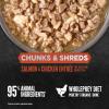 imageORIJEN Chunks ampamp Shreds Wet Cat Food Variety Pack Original  Salmon ampamp Chicken Entres 3oz Cans 12 Count 6 of EachSalmon  Chicken Entre Chunks  Shreds
