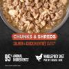 imageORIJEN Chunks ampamp Shreds Wet Cat Food Variety Pack Original  Salmon ampamp Chicken Entres 3oz Cans 12 Count 6 of EachSalmon  Chicken Entre Chunks  Shreds