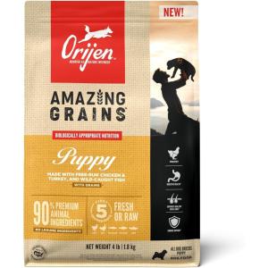 imageORIJEN Amazing Grains High Protein Dry Dog Food Puppy Recipe 4lb Bag