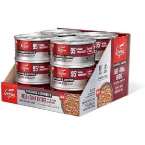 imageORIJEN Chunks ampamp Shreds Wet Cat Food Variety Pack Original  Salmon ampamp Chicken Entres 3oz Cans 12 Count 6 of EachBeef  Tuna Entre Chunks  Shreds