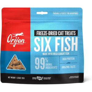 imageORIJEN Freeze Dried Cat Treats Grain Free High Protein Raw Animal Ingredients Original 125oz BagSix Fish Recipe