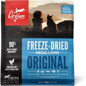 imageORIJEN Grain Free High Protein Freeze Dried Dog Food ampamp Topper Original Recipe 16oz Bag