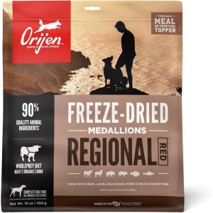 imageORIJEN Grain Free High Protein Freeze Dried Dog Food ampamp Topper Regional Red Recipe 16oz Bag