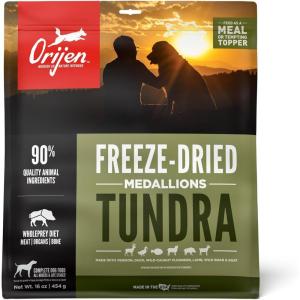 imageORIJEN Grain Free High Protein Freeze Dried Dog Food ampamp Topper Tundra Recipe 16oz Bag
