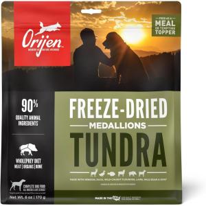 imageORIJEN Grain Free High Protein Freeze Dried Dog Food ampamp Topper Tundra Recipe 6oz Bag