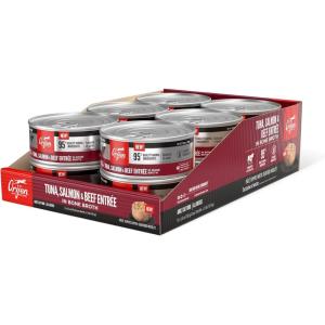 imageORIJEN Premium Pate Wet Cat Food Variety Pack Original  Duck ampamp Chicken Recipes 3oz Cans 12 Count 6 of EachTuna  Salmon  Beef