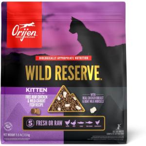 imageORIJEN Wild Reserve Dry Cat Food FreeRun Chicken ampamp WildCaught Fish Kitten Recipe 35lb Bag