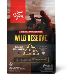imageORIJEN Wild Reserve Dry Dog Food FarmRaised Beef ampamp Lamb Recipe 4lb Bag