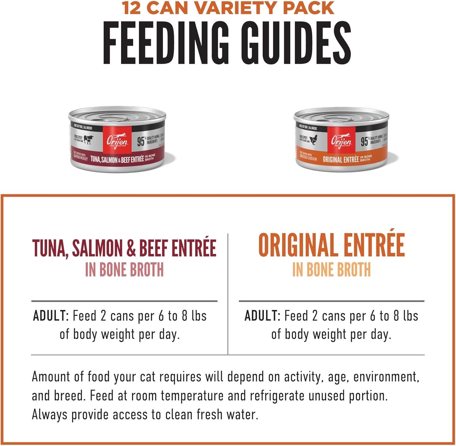 imageORIJEN Premium Pate Wet Cat Food Variety Pack Tuna Salmon ampamp Beef  Original Entres 3oz Cans 12 Count 6 of Each