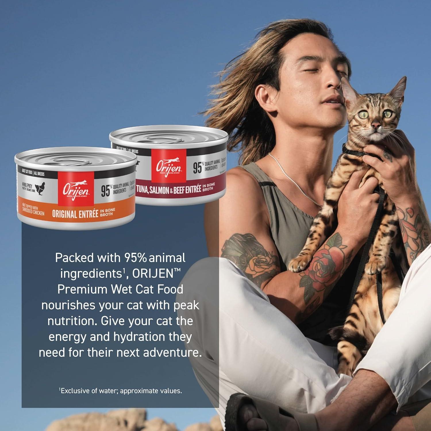 imageORIJEN Premium Pate Wet Cat Food Variety Pack Tuna Salmon ampamp Beef  Original Entres 3oz Cans 12 Count 6 of Each