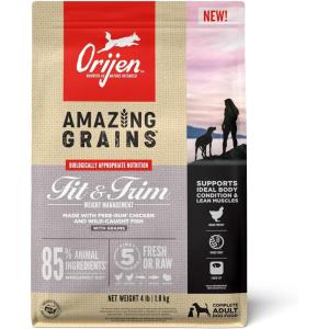imageORIJEN Amazing Grains High Protein Dry Dog Food Fit ampamp Trim Recipe 4lb Bag