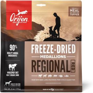 imageORIJEN Grain Free High Protein Freeze Dried Dog Food ampamp Topper Regional Red Recipe 6oz Bag